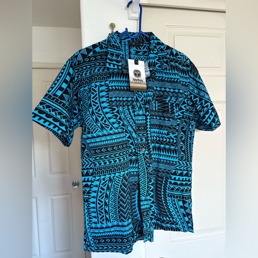 Tribal Blue and Black Geometric Shirt
